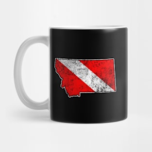 Montana Dive Flag Scuba Diving State Map Dive Flag Distressed Mug